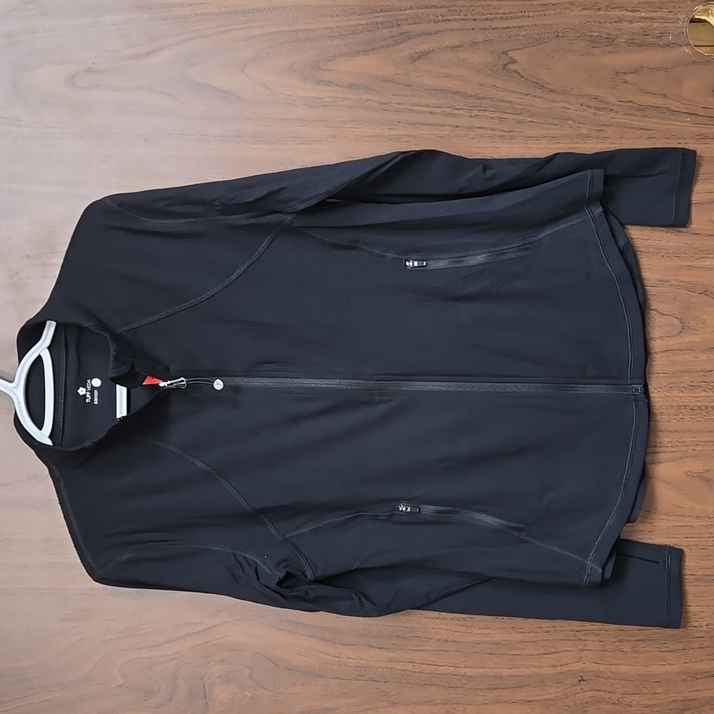 Tuff Veda Size M Black Ribbed Full Zip Active Lightweight Sweater